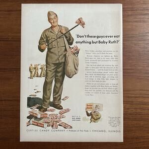 1943 Orig Magazine Ad Baby Ruth Candy Bar Don't These Guys Eat Anything But?